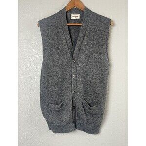 Vtg Campus Wool Blend Gray Vest Mens Sz L Cardigan Pockets Grandpa Button USA